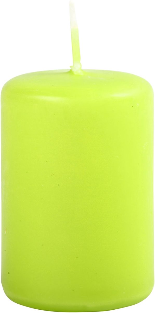 Kaarsen, lime, d: 40 mm, h: 60 mm, 12stuks [HOB-596007]